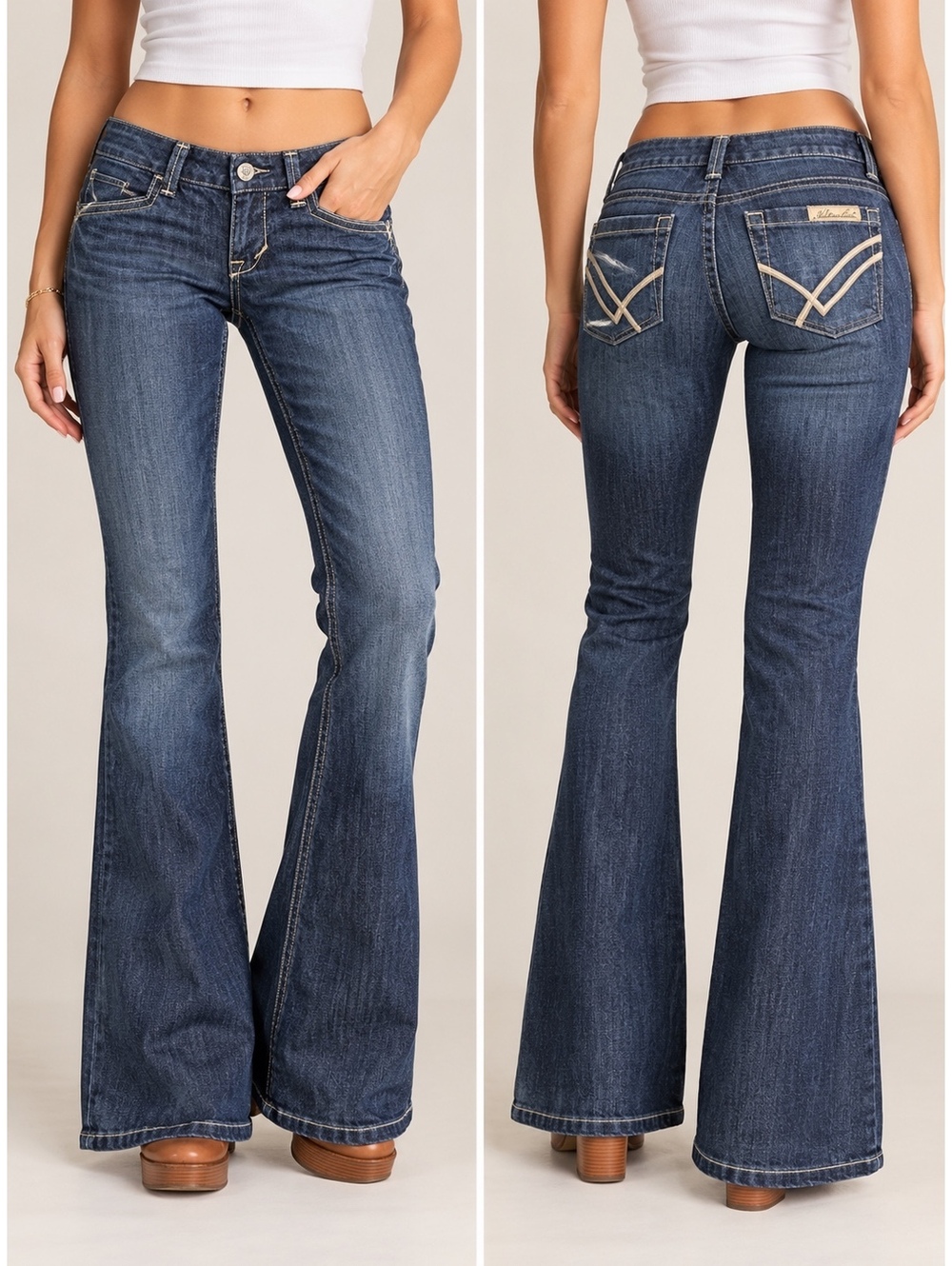 William Rast Savoy Jeans 25 Ultra Low Rise Flare Bootcut Y2K 2000s Denim USA